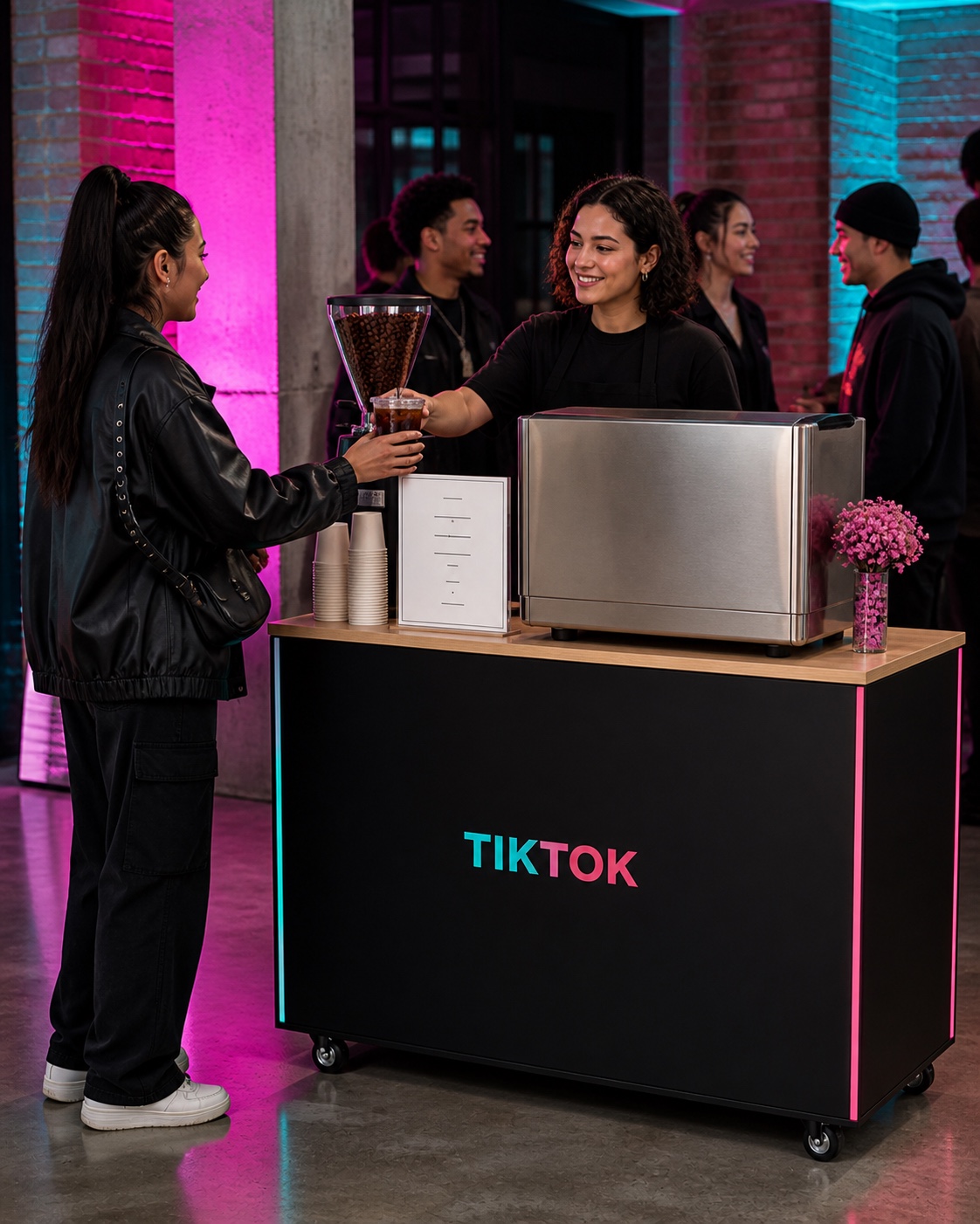 Projection d'un coffee bar TikTok pendant un événement de créateurs